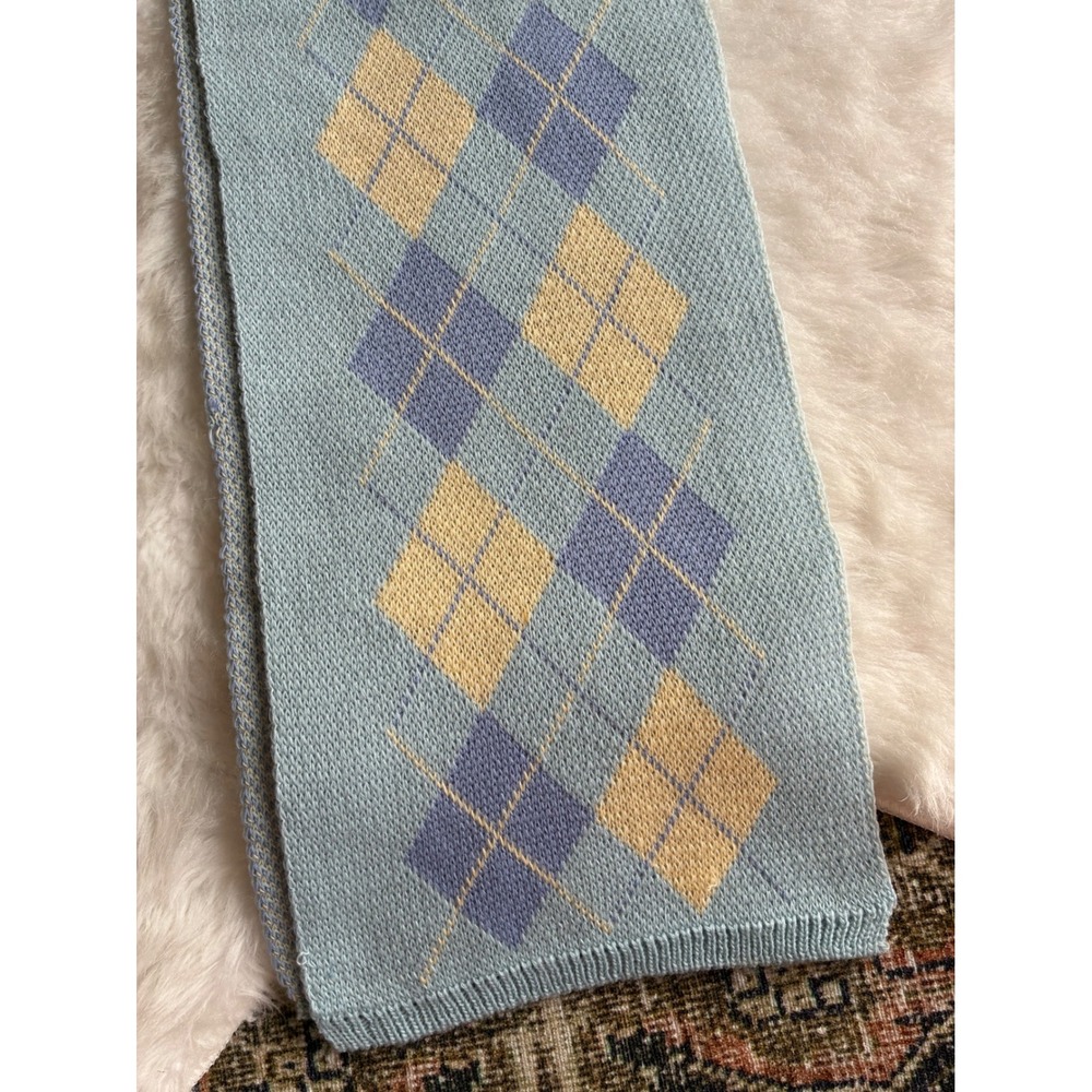 Light Blue Argyle Knit Scarf - Picture 2 of 7